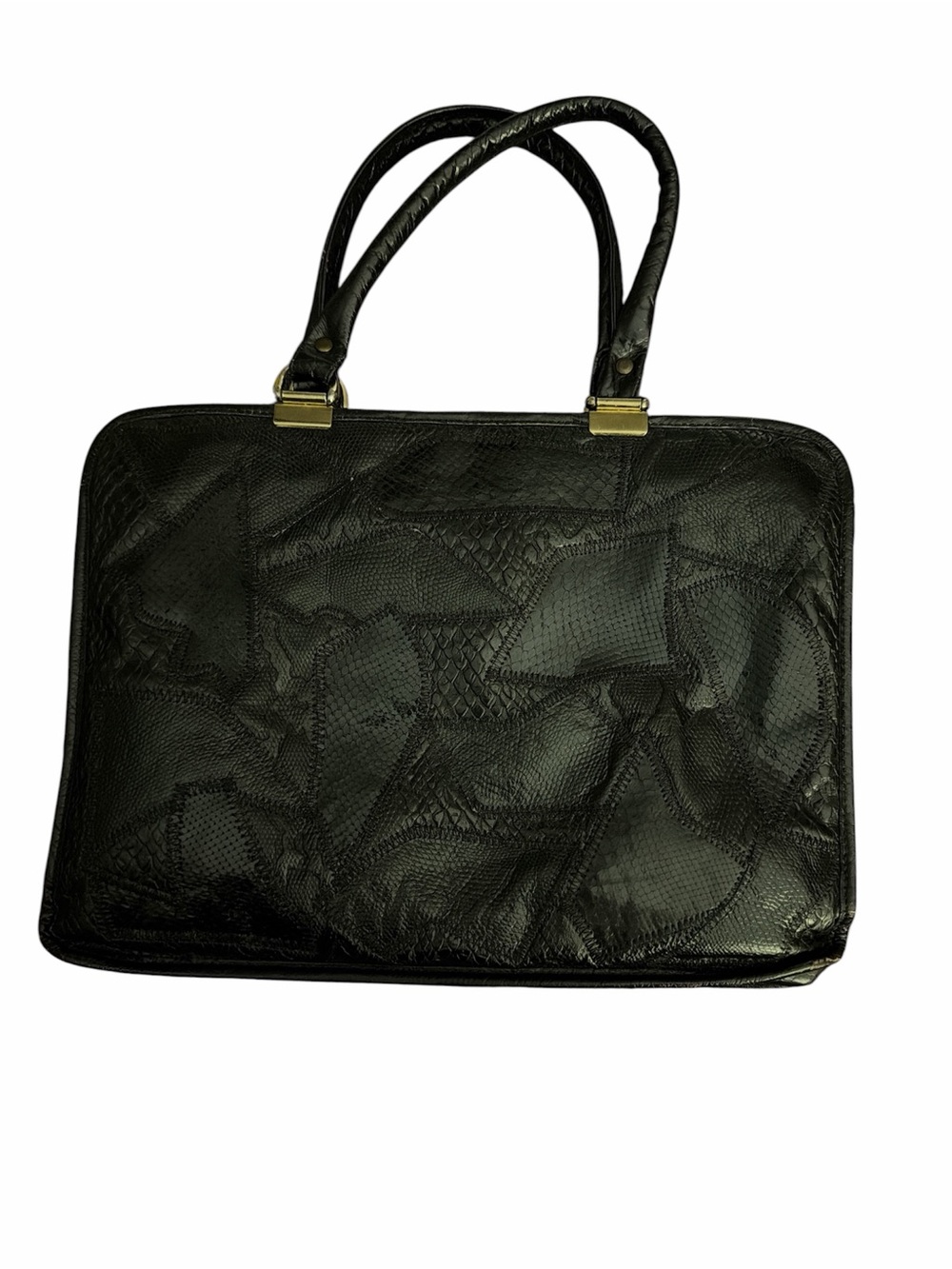 Vintage Caprice Black Patchwork Leather Tote